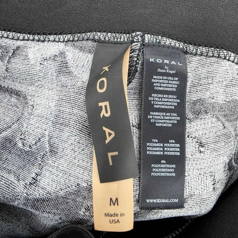 Koral By Ilana Kugel Black & Camo Mid Rise Knockout Crop Workout Leggings Size M